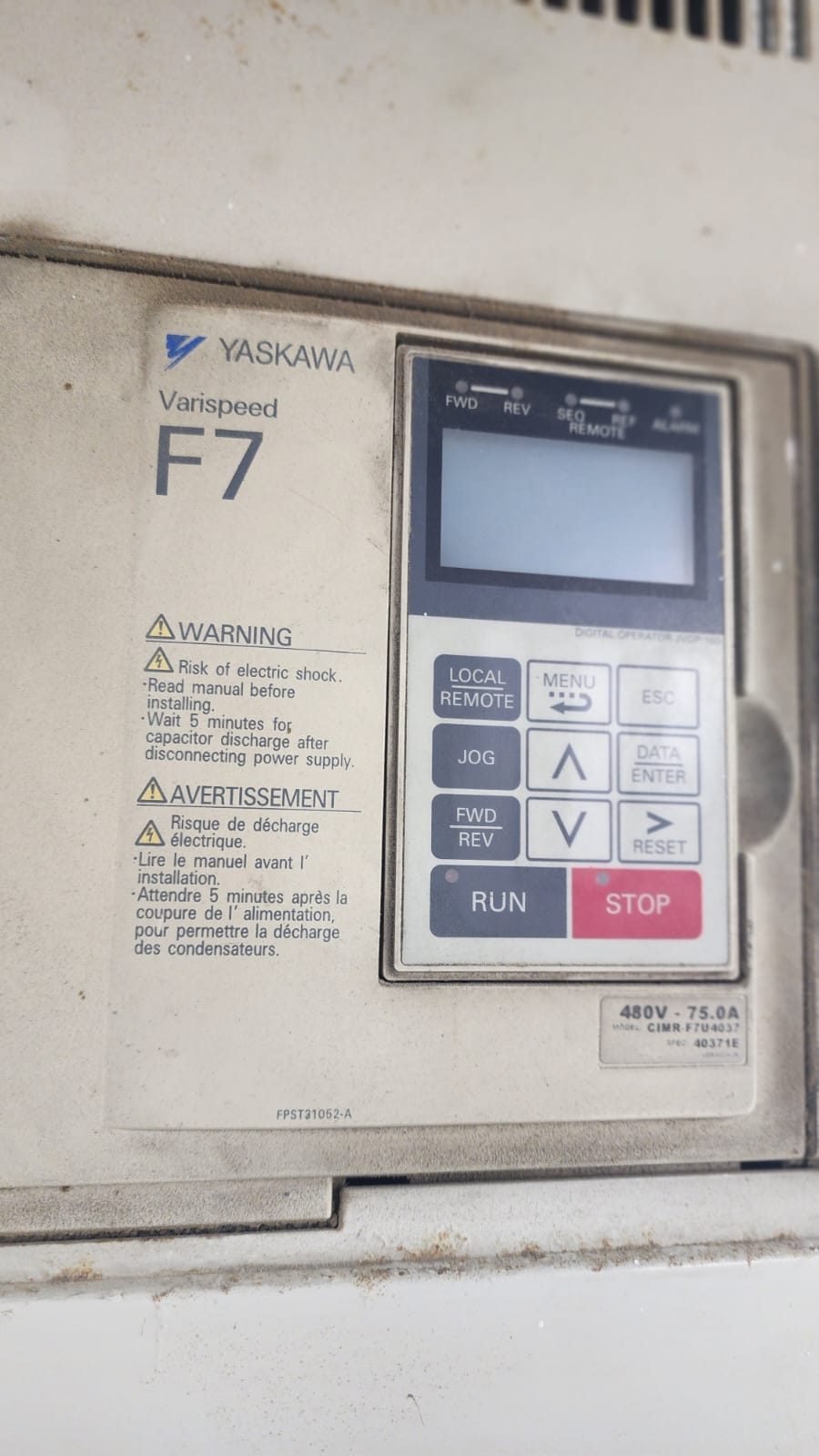 Variable speed drive panel