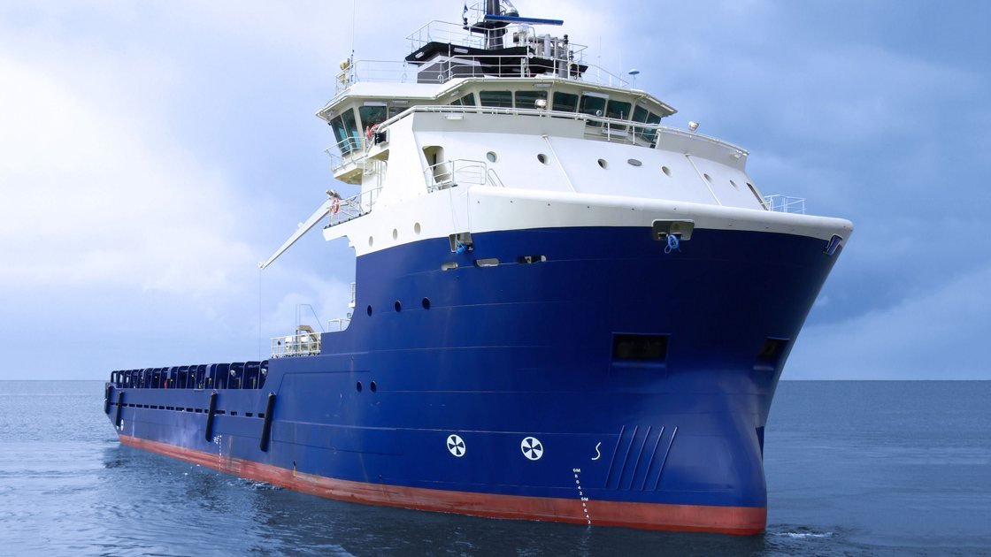 Offshore supply vessel at sea